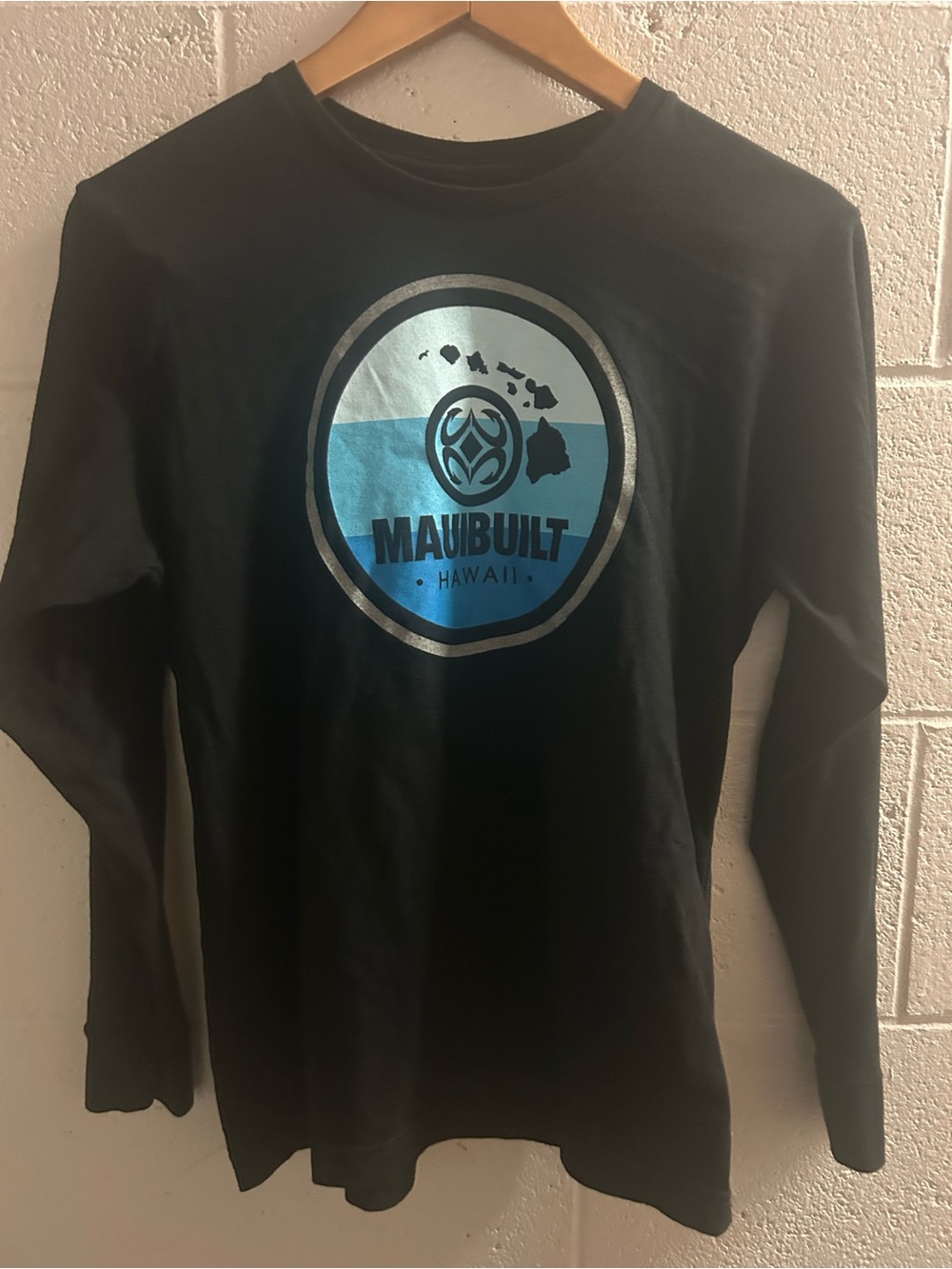 Maui Built Youth Boys XL Heavy Cotton Long Sleeve Black T-Shirt